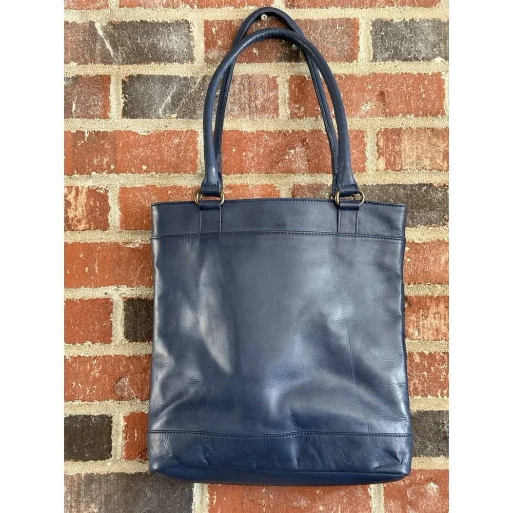 North‎ Style Deep Blue Woven Leather Bag, Magnetic Closure, Rolled Handles
